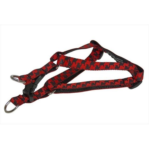 Fly Free Zone,Inc. HERRINGBONE-POPPY-BLK.1-H Houndstooth Dog Harness; Poppy & Black - Extra Small FL511048